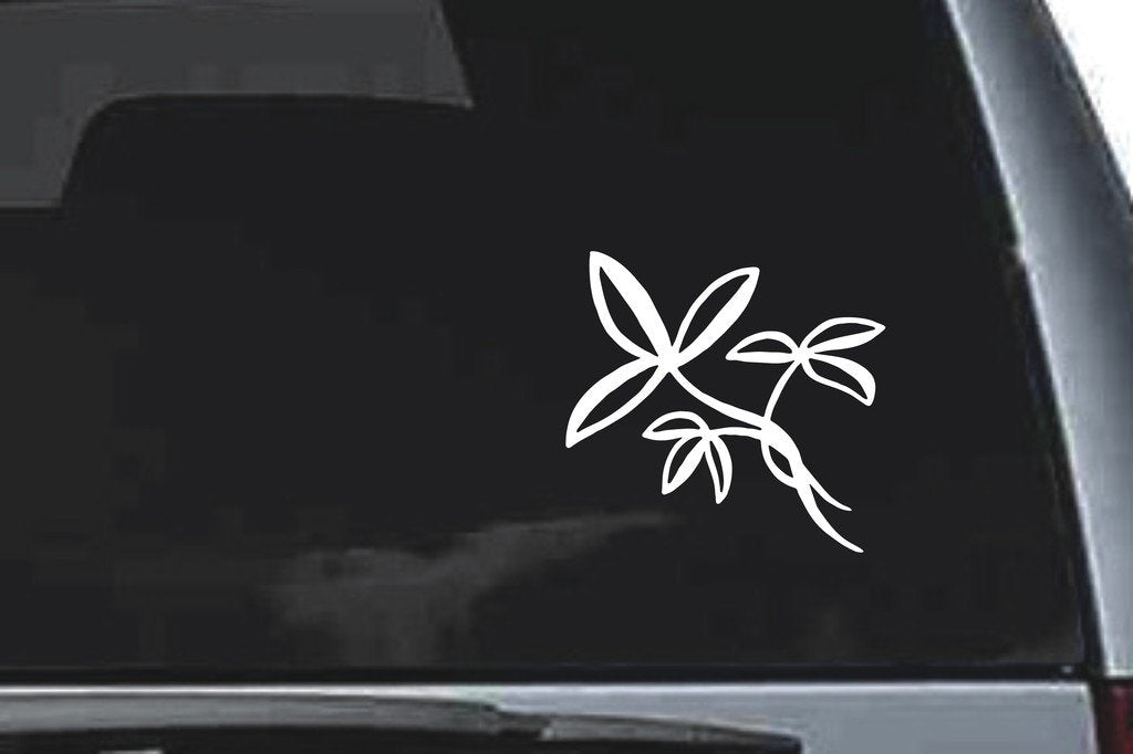 Picniva Outline Leaf Branch Design46 Vinyl Car Window Decal, Approx 5 in