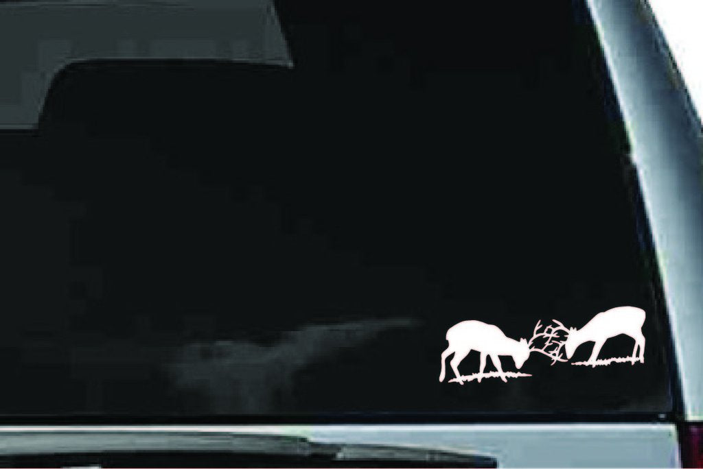 Picniva Deer Fight Sty5 Vinyl Car Window Decal, Approx 5 in