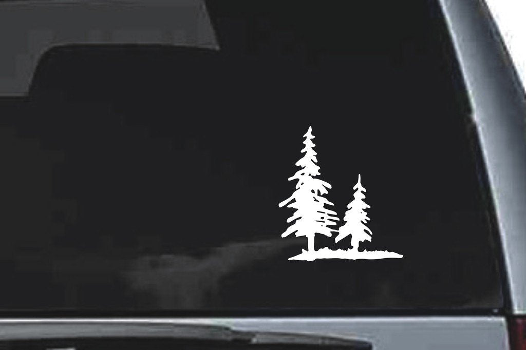 Picniva Trees Sty2 Vinyl Car Window Decal, Approx 5 in