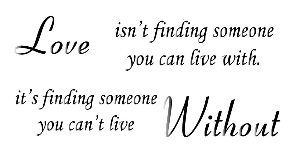 Picniva Love Without Quote Vinyl Wall Decal, Glossy Black 22 x 10 in