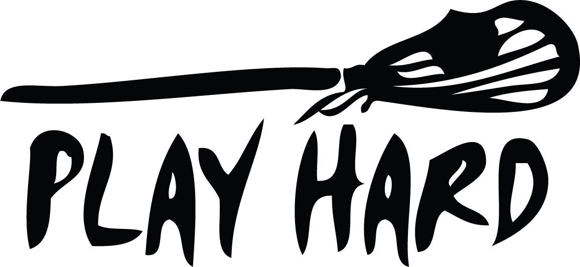 Decaltor Play Hard Lacrosse Vinyl Decal, 5 in, Car Window Sticker
