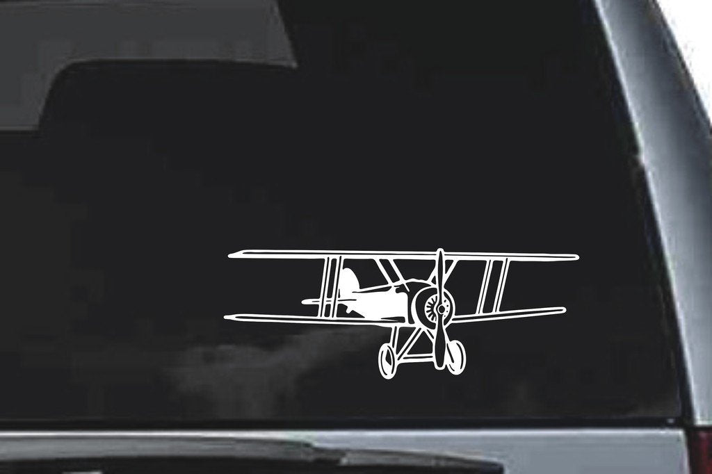 Picniva Biplane Sty1 Vinyl Car Window Decal, Approx 5 in