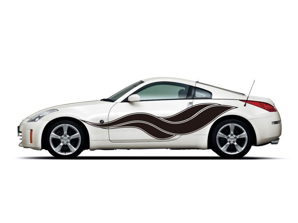 Picniva Flowing Wave Vinyl Car Body Side Decals, Two Pack