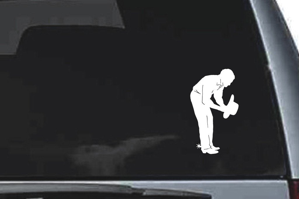 Picniva Cowboy Sty7 Vinyl Car Window Decal, Approx 5 in