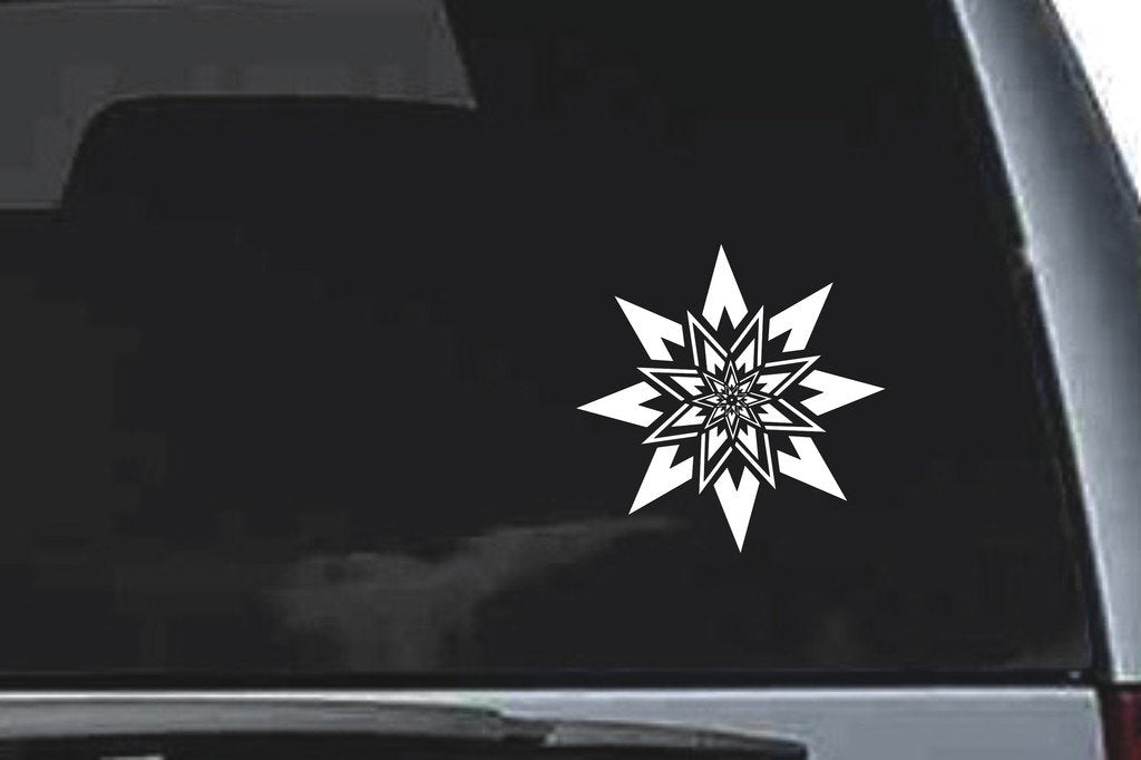 Picniva Geometric Starburst Sty25 Vinyl Car Window Decal, Approx 5 in