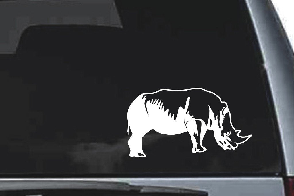 Picniva Rhinoceros Sty1 Vinyl Car Window Decal, Approx 5 in