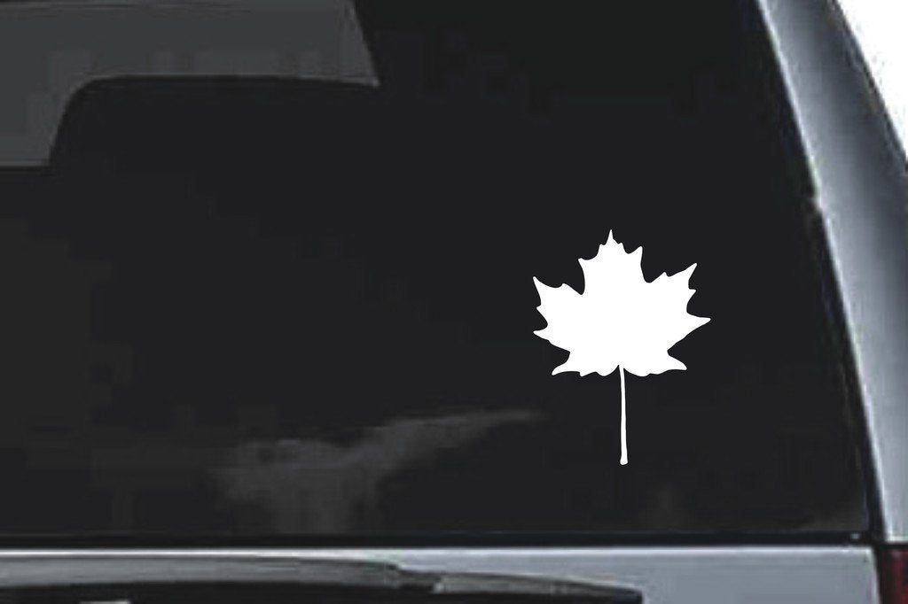Picniva Upright Maple Leaf Design97 Vinyl Car Window Decal, Approx 5 in