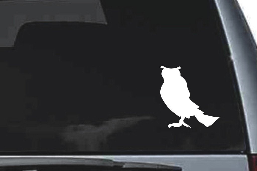 Picniva Horned Owl Sty1 Vinyl Car Window Decal, Approx 5 in