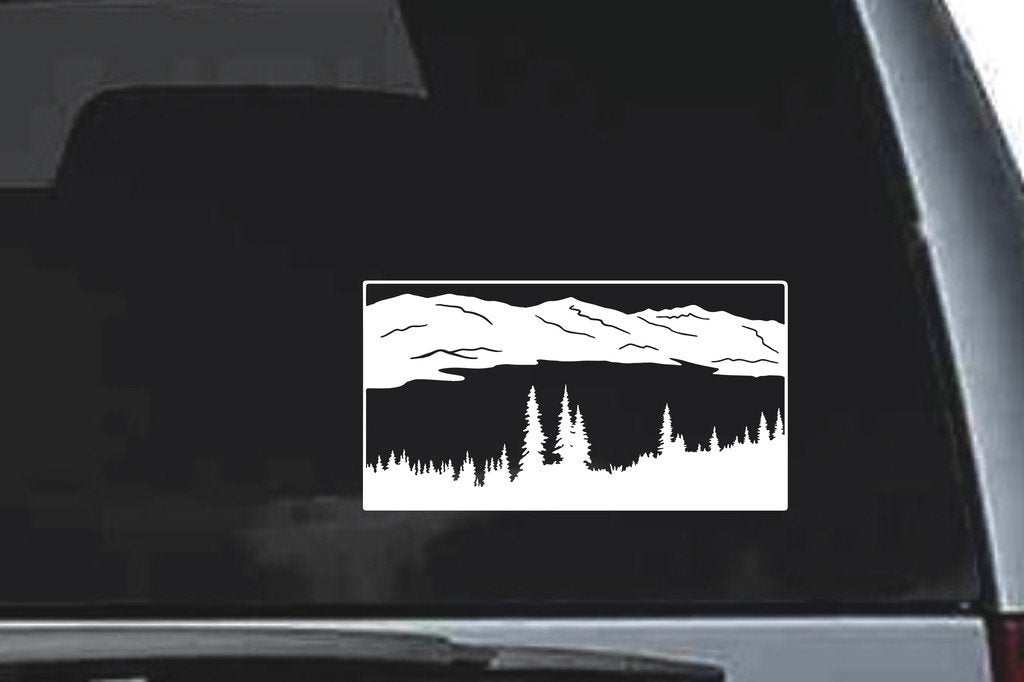 Picniva Mountain Sty14 Vinyl Car Window Decal, Approx 5 in