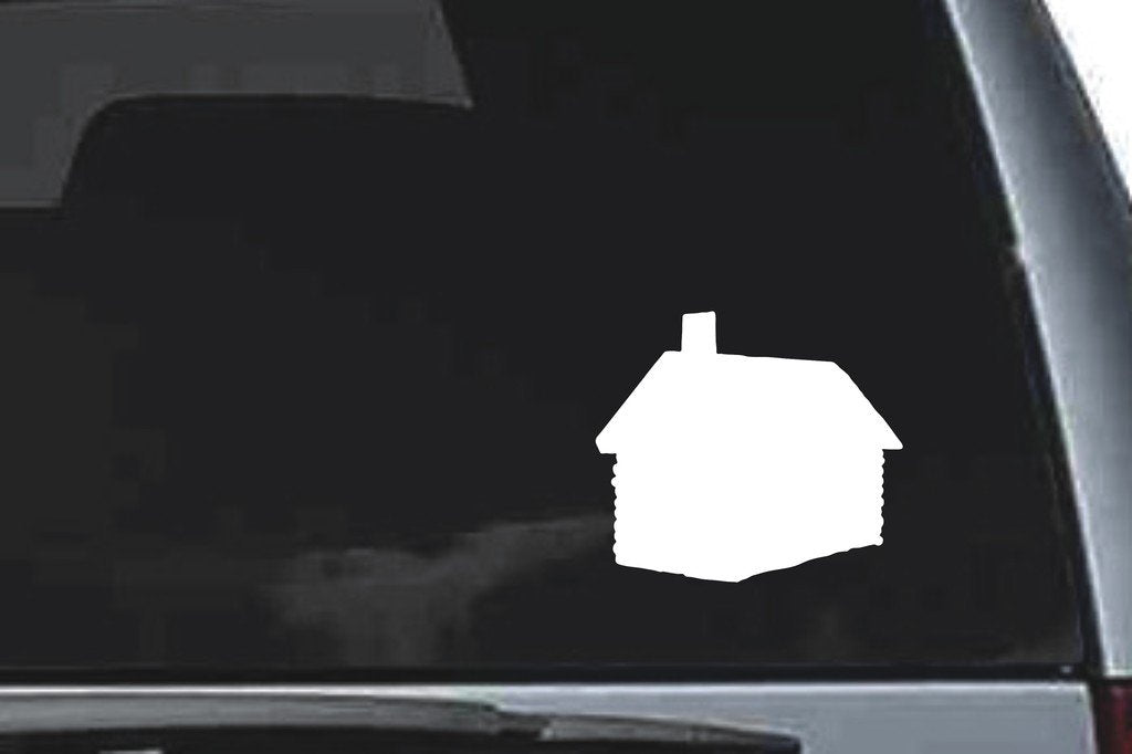 Picniva Log Cabin Sty3a Vinyl Car Window Decal, Approx 5 in