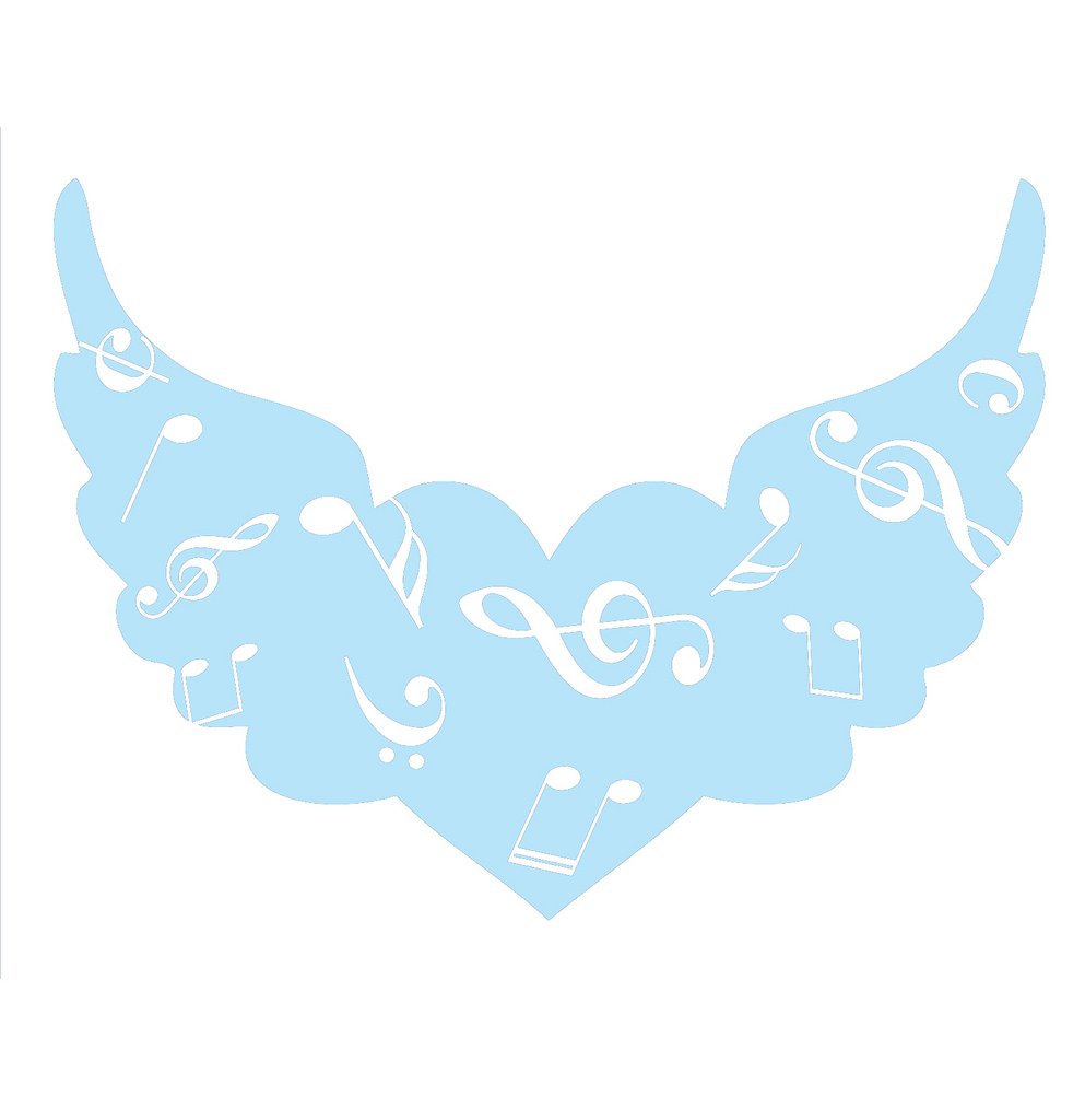 Picniva Angel Wings Heart Music Notes Wall Decal for Musicians