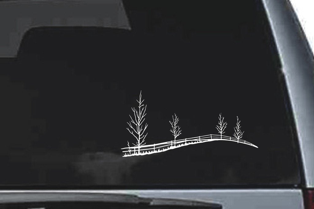 Picniva Treeline Sty2 Vinyl Car Window Decal, Approx 5 in