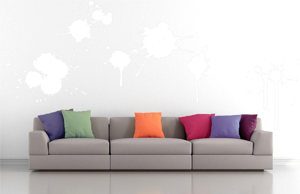 Picniva Paint Splash Mix Wall Decals, White, 10 in Height, DOTPR15A