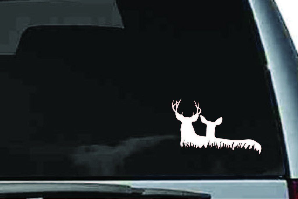 Picniva Deer Family Sty5 Vinyl Car Window Decal, Approx 5 in