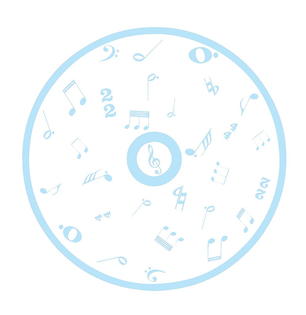 Picniva Outline CD Music Symbols Wall Decal for Musicians