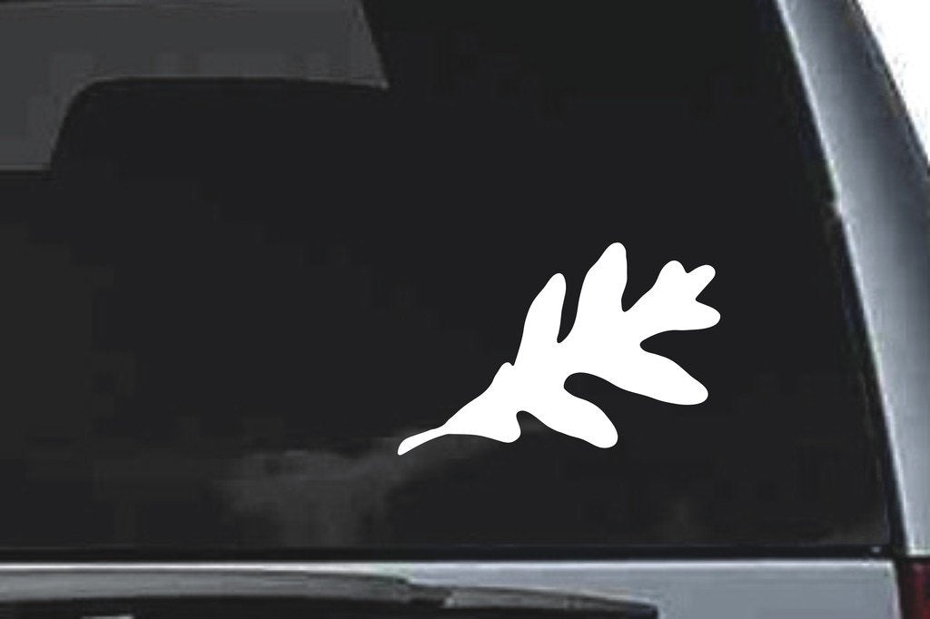 Picniva Narrow Oak Leaf Design123 Vinyl Car Window Decal, Approx 5 in