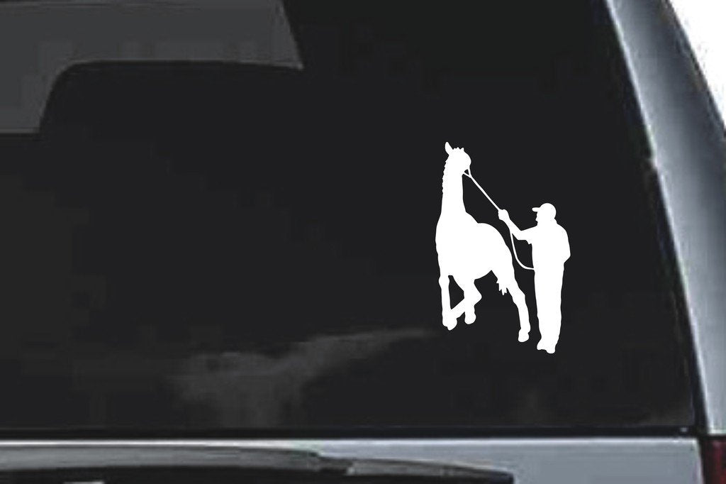 Picniva Rearing Horse Handler Sty6 Vinyl Car Window Decal, Approx 5 in