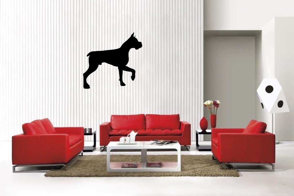 Picniva Matte Black Boxer Style 2 Vinyl Wall Decal Pet Animal Decor