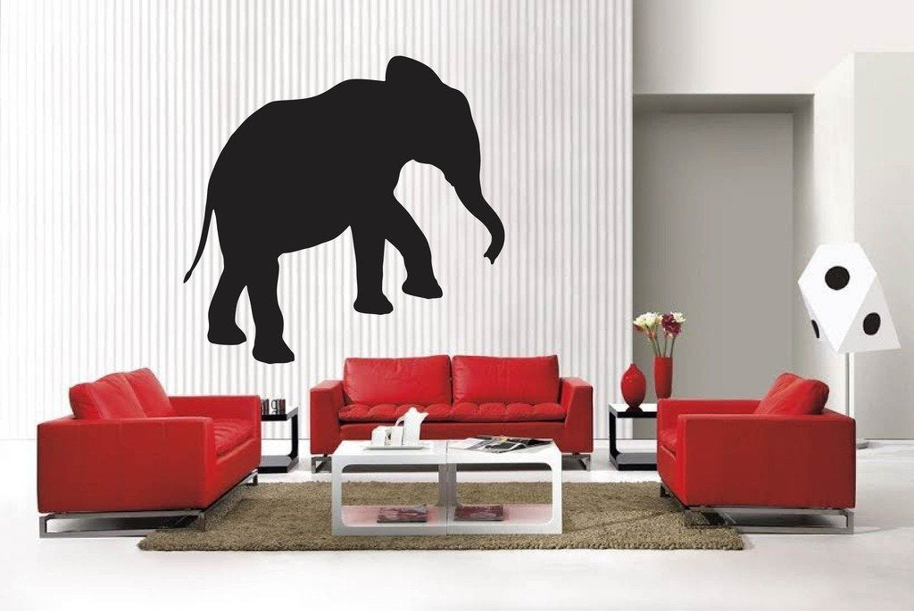 Picniva Matte Black Elephant Baby Style 11 Vinyl Wall Decal Safari BG5599