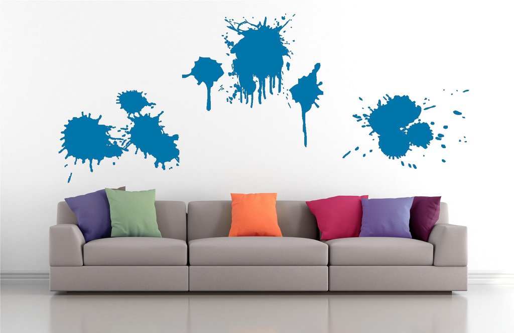 Picniva Ink Splatters Wall Decals, Blue, 10 in Height, DOTPR10A