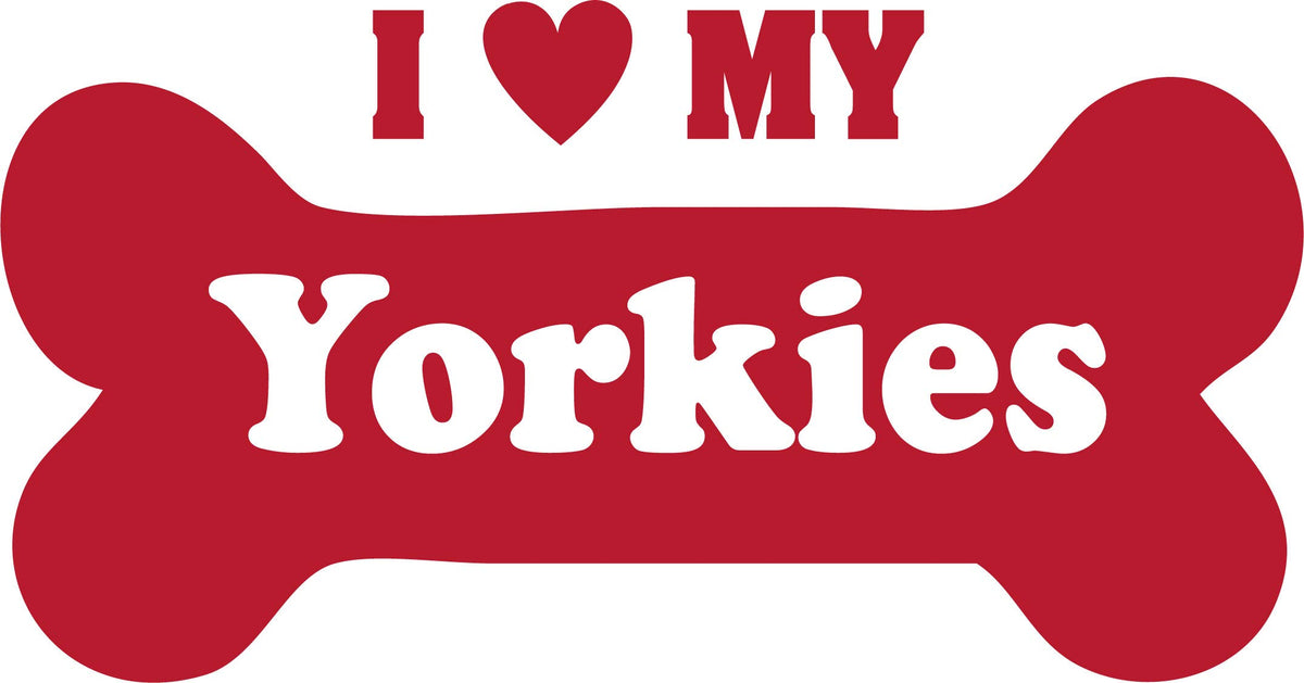 Decaltor I Love My Yorkies Vinyl Decal for Car Window Laptop, 5 in