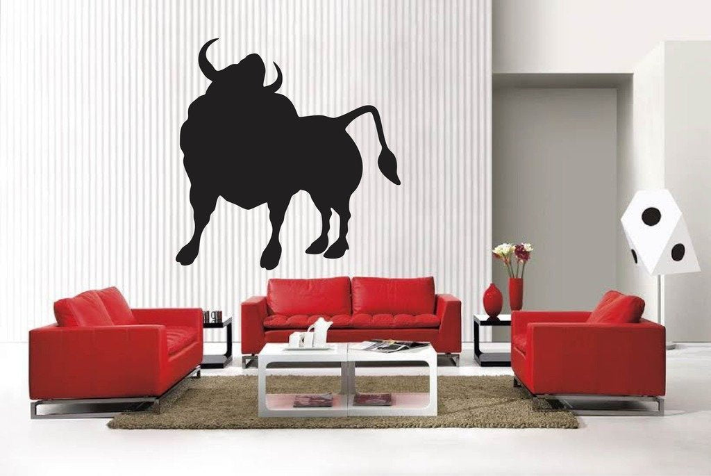 Picniva Matte Black Bull Style 6a Vinyl Wall Decal Ranch Rodeo Decor Home