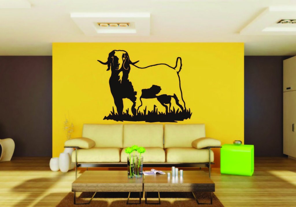 Picniva Boer Goat Sty3 Vinyl Wall Decal, Approx 22 x 17.6 in, Removable
