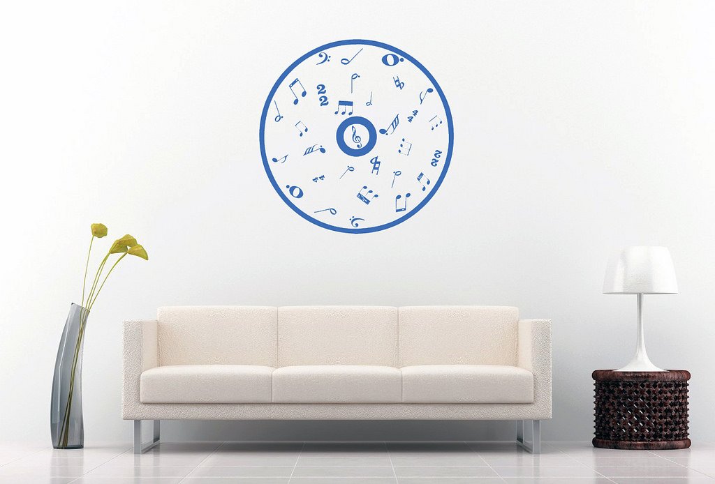 Picniva Outline CD Music Symbols Wall Decal, Blue Purple 10 in