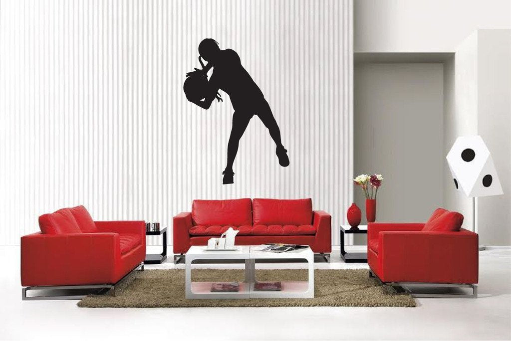 Picniva Matte Black Soccer Girl Style 34a Vinyl Wall Decal Sports Decor