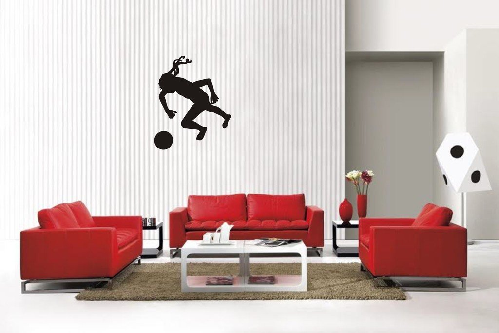 Picniva Soccer Girl 12A Vinyl Wall Decal, Matte Black, 22 x 26.84 in