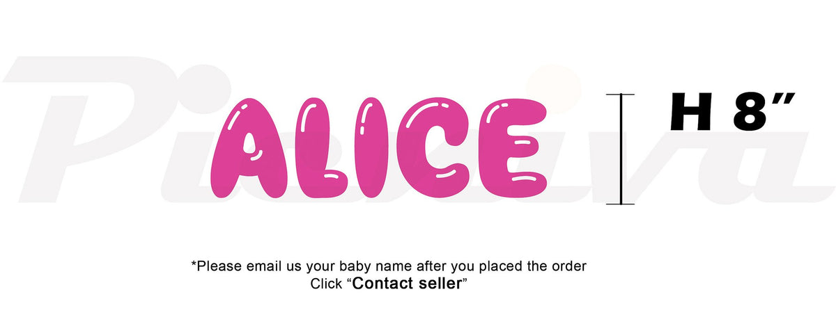 Picniva Custom Baby Name Wall Decal, Pink Butterfly, Font Three