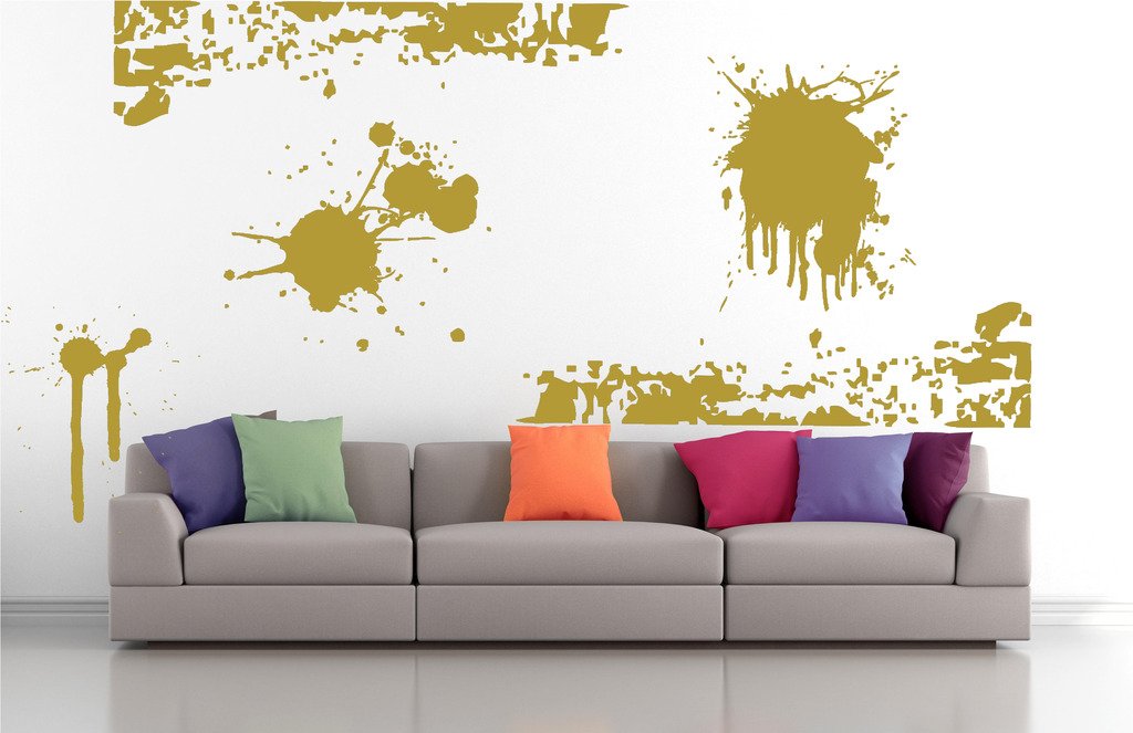 Picniva Drips Border Mix Wall Decals, Gold, 10 in Height, DOTPR14A