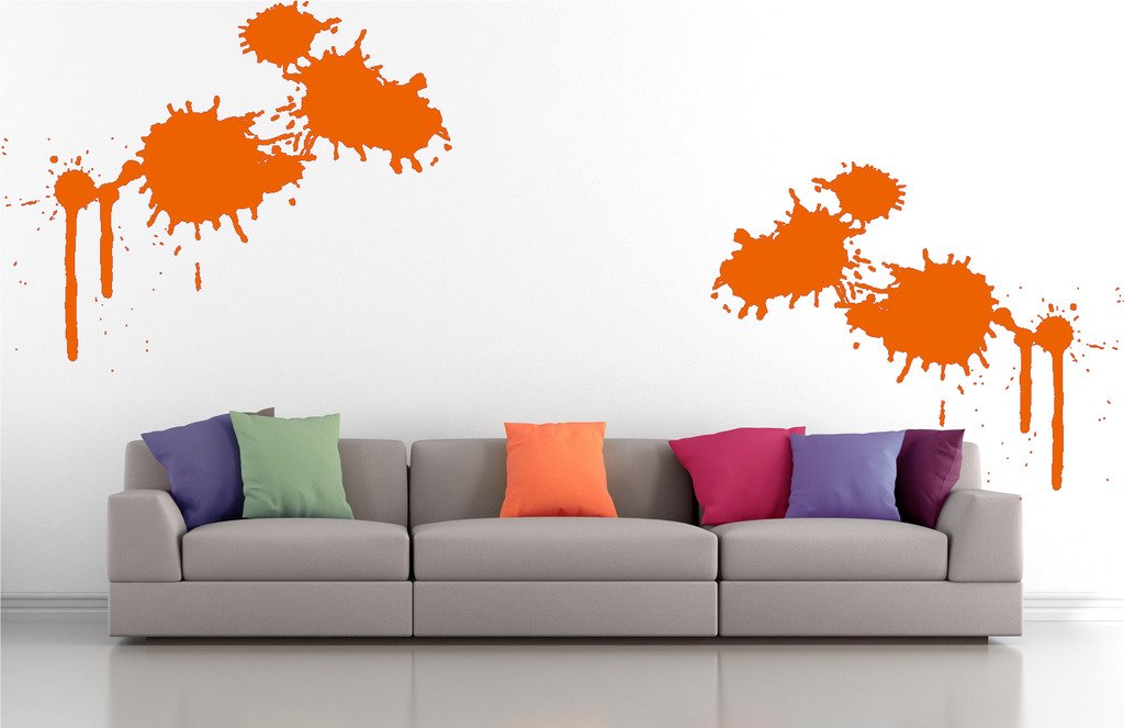 Picniva Paint Blots Wall Decals, Orange, 10 in Height, DOTPR05A