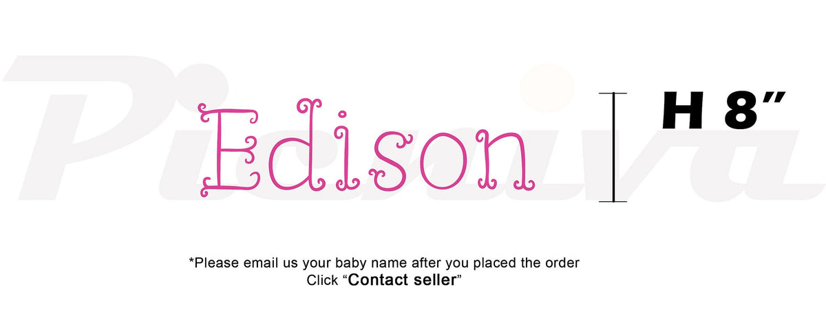 Picniva Custom Baby Name Wall Decal, Pink Butterfly, Font Five
