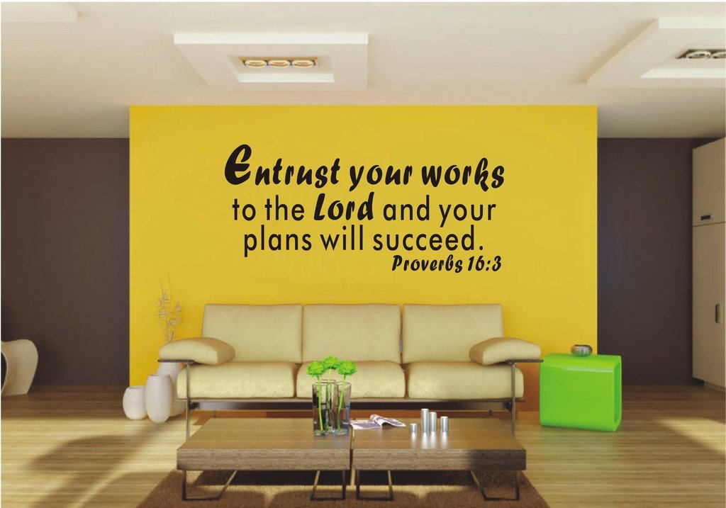 Picniva Entrust Your Works to the Lord Quote Vinyl Wall Decal, Waterproof