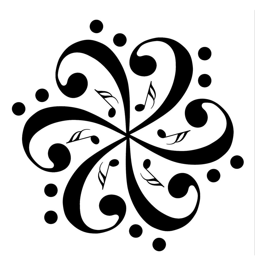 Picniva Six Bass Clefs Pinwheel Wall Decal for Musicians