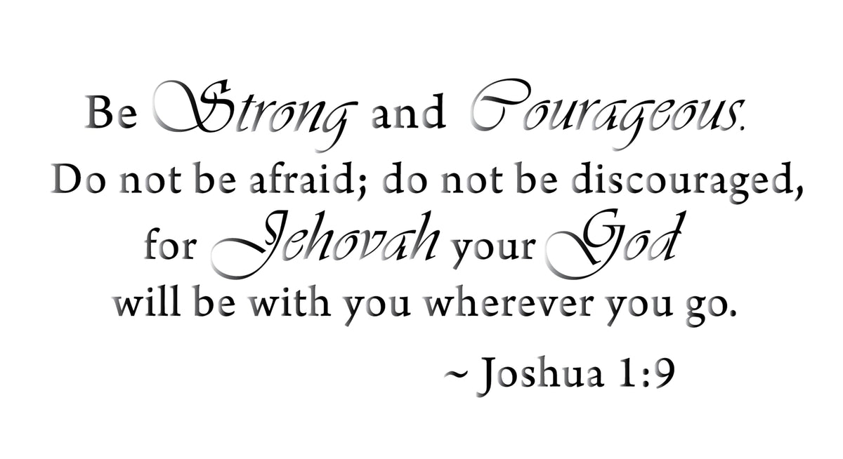 Picniva Joshua 1:9 Bible Verse Wall Decal, Glossy Black, 10 x 22 in