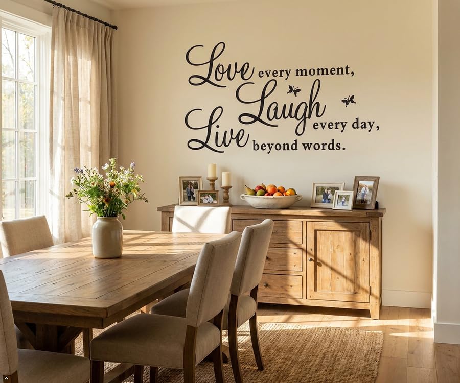 Picniva Live Every Moment Quote Vinyl Wall Decal, Black, 15 x 22 in