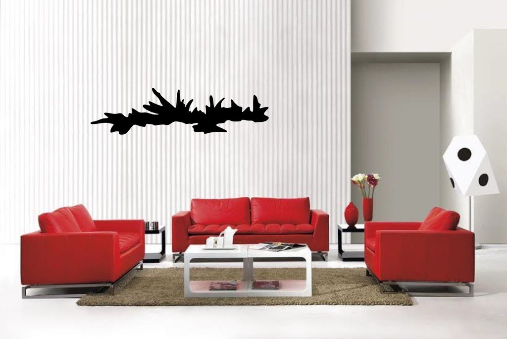 Picniva Matte Black Grass Style 45 Vinyl Wall Decal Home Decor