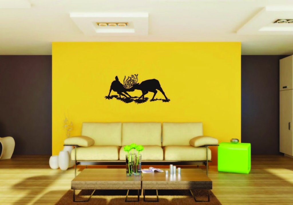 Picniva Deer Fight Style 1 Removable Vinyl Wall Decal