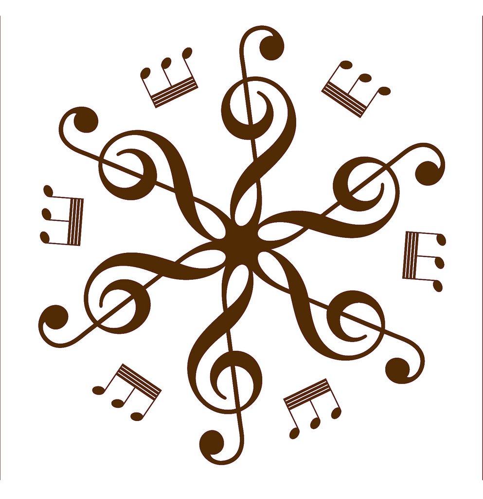 Picniva Six Treble Clefs Rosette Wall Decal for Musicians