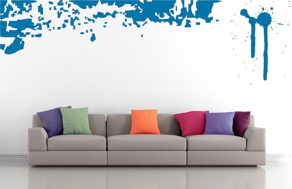 Picniva Drips Border Wall Decals, Blue, 10 in Height, DOTPR03A