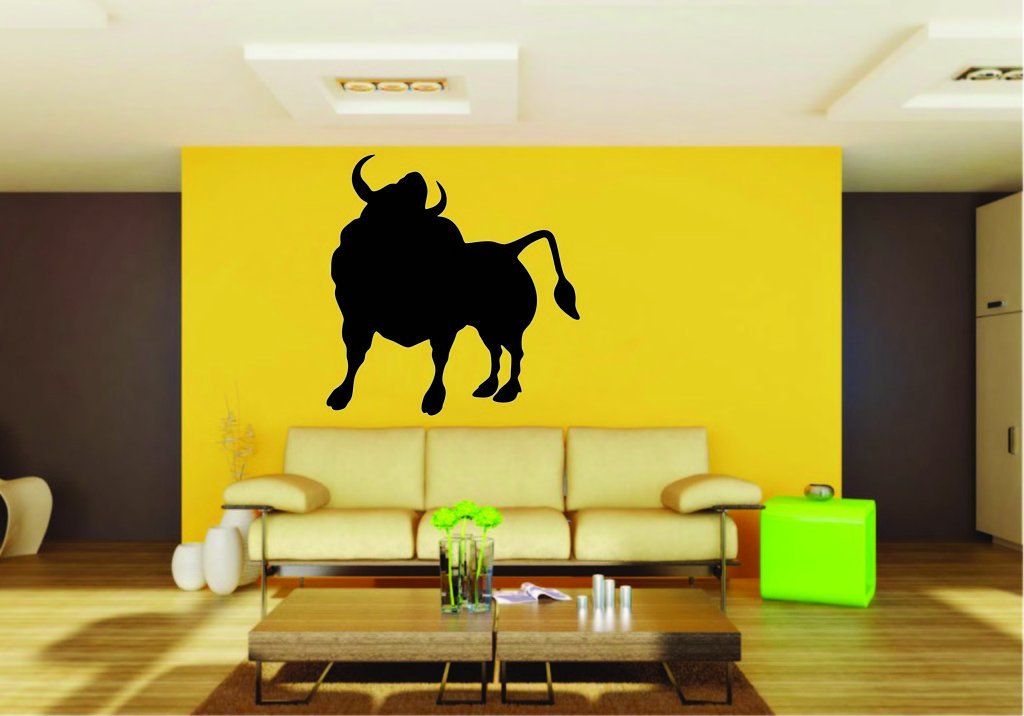 Picniva Bull Sty6a Vinyl Wall Decal, Removable, Home Decor, Illustrated Art