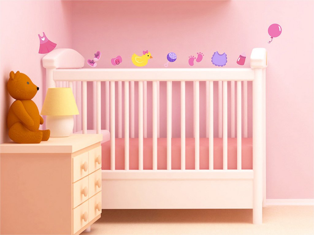 Picniva Baby Girl Clear Vinyl Wall Stickers, A1, 5 in Tallest