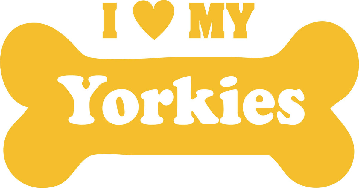 Decaltor I Love My Yorkies Vinyl Decal for Car Window Laptop, 5 in