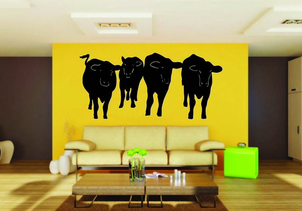 Picniva Cow Sty33 Vinyl Wall Decal, Approx 22 x 11 in, Removable