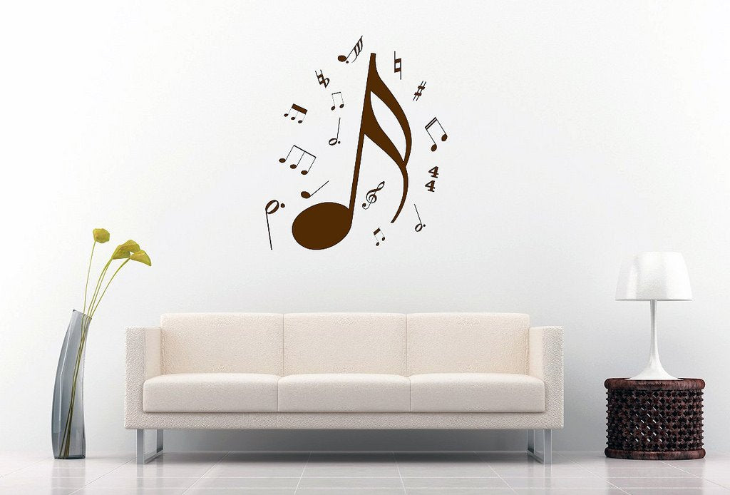 Picniva Sixteenth Note Music Symbols Wall Decal, Chocolate Brown 10 in
