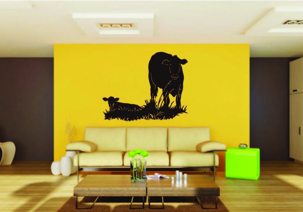 Picniva Cow Sty86 Vinyl Wall Decal, Approx 22 x 17.6 in, Removable
