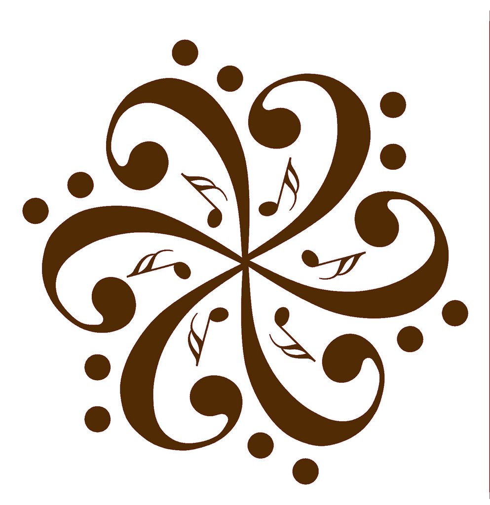 Picniva Six Bass Clefs Pinwheel Wall Decal for Musicians