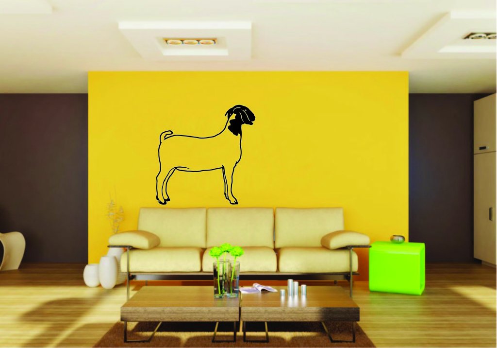 Picniva Boer Goat Sty4 Vinyl Wall Decal, Approx 22 in Square, Removable